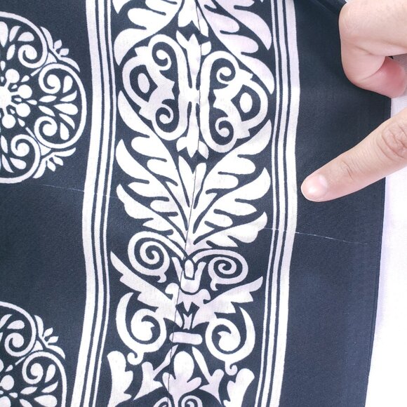 Nf Black and White Floral Geometric Pattern Moo Moo Kaftan Relaxed Maxi Dress - Picture 11 of 16